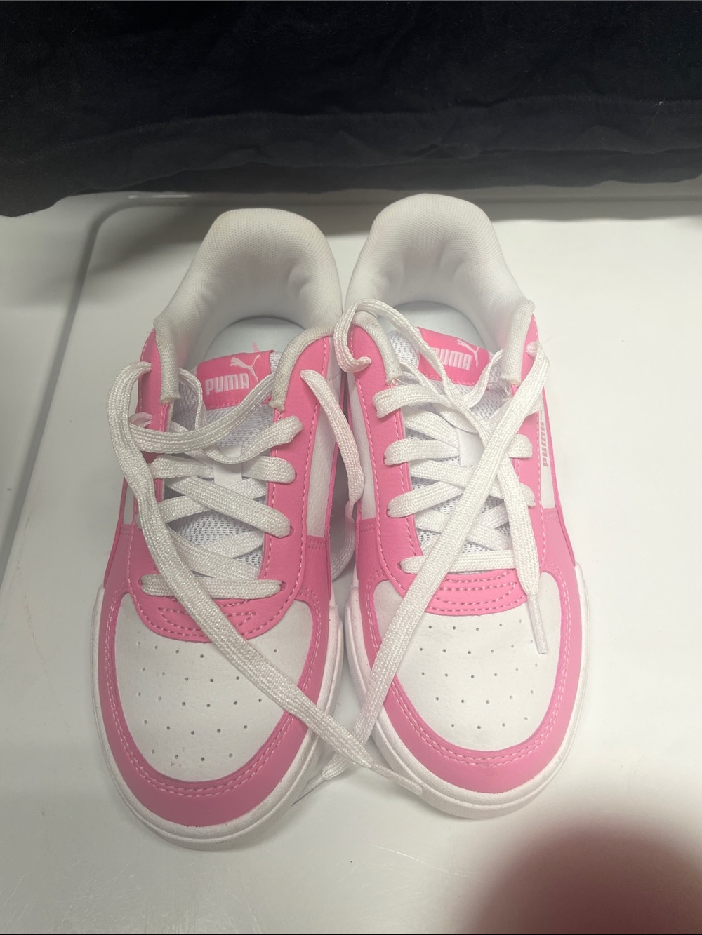 Puma Kids Pink and White Low-Top Sneakers